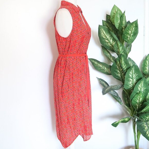 Anthropologie Maeve Vicki Red Sleeveless Button-down Shirt Dress Red Geometric 9 - Picture 8 of 16